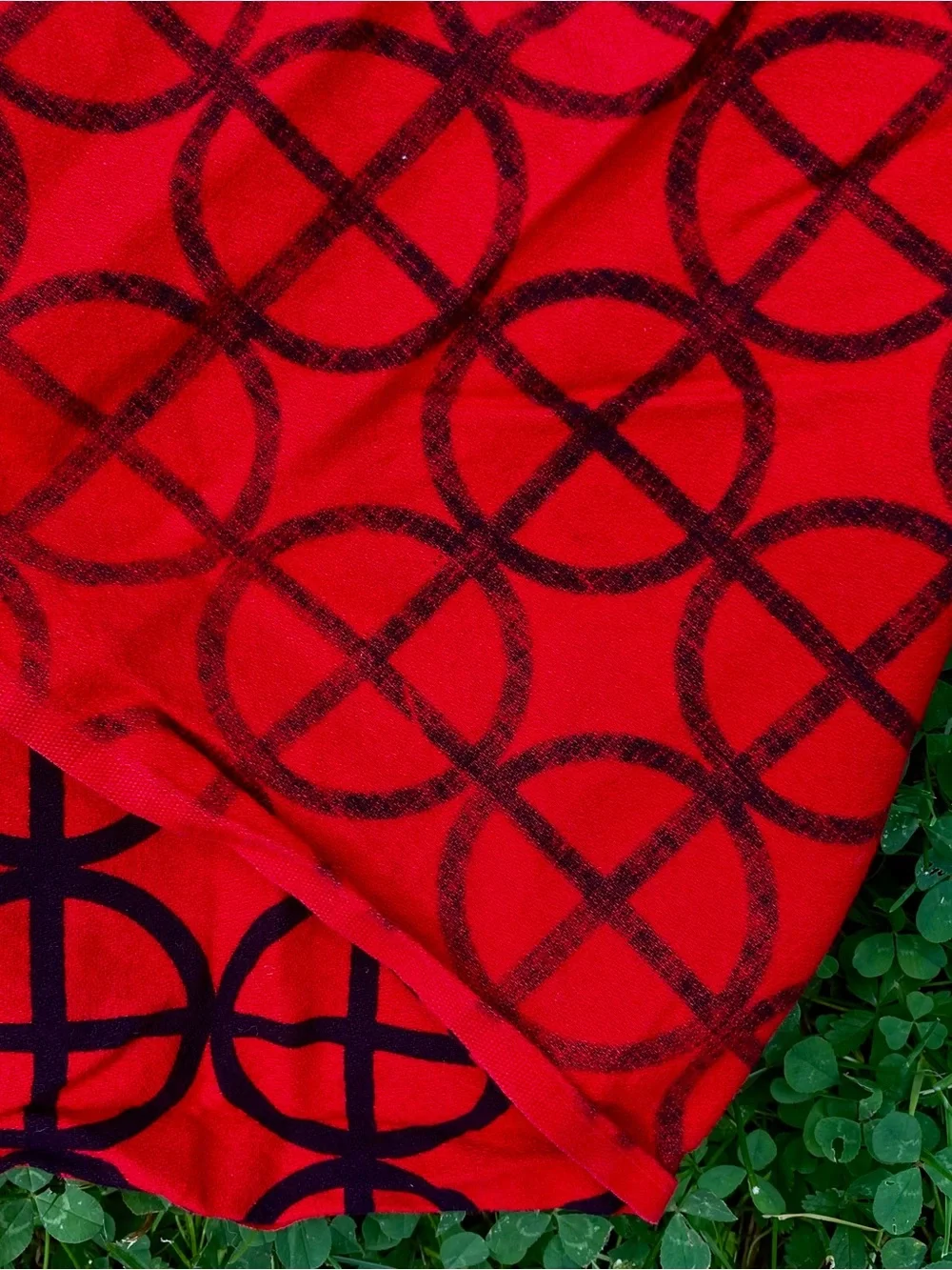 Red and Black Retro Mod Geometric Tablecloth by FW Means - Dining Table Linen